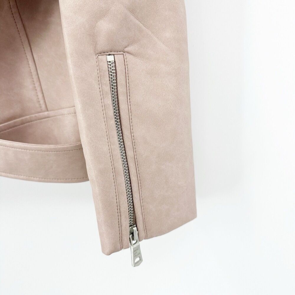 Avec Les Filles Anthropologie Womens Moto Jacket M Oversized Faux Leather Belted - Picture 10 of 13